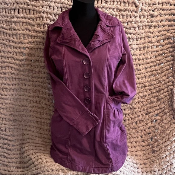 Neon Buddha Plum Purple Button-Up Jacket Eco-Chic Boho Style in Size Small - Picture 1 of 15